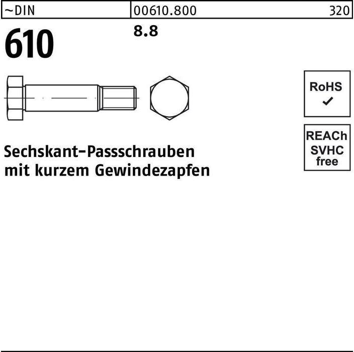 Produktbild Sechskantpassschraube DIN 610 m.kurzem Gewindezapfen M 24 x 150 8.8 (5 Schrauben pro Stück)