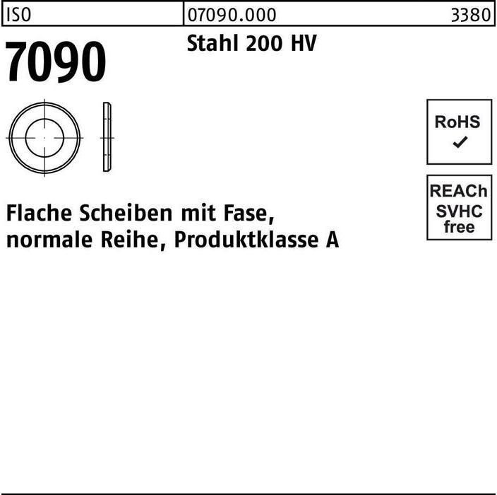 Productafbeelding Sluitring ISO 7090 w.afschuining 6 Staal 200 HV