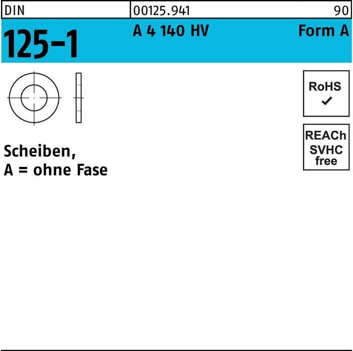 Produktbild Unterlegscheibe DIN 125-1 Form A 21 x37 x3 A 4 140 HV