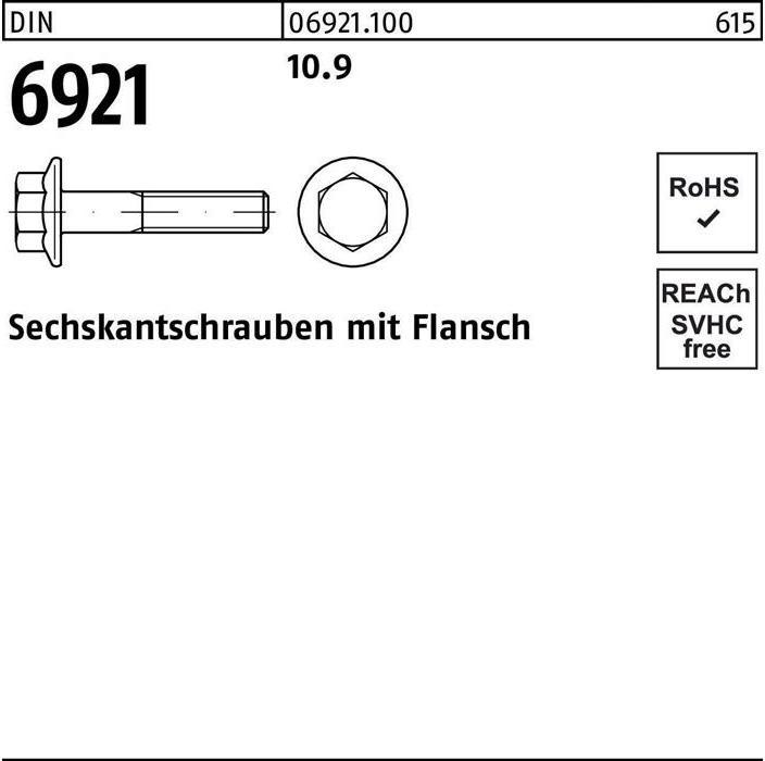 Actual product image Hexagon head screw DIN 6921 w.flange M 8 x 10 10.9 (200 Screws per piece)