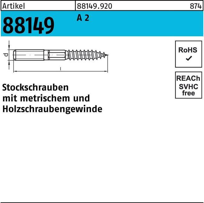 Produktbild Stockschraube R 88149 Typ 23 E M 6 x 180 A 2 A 2 (100 Stk.)