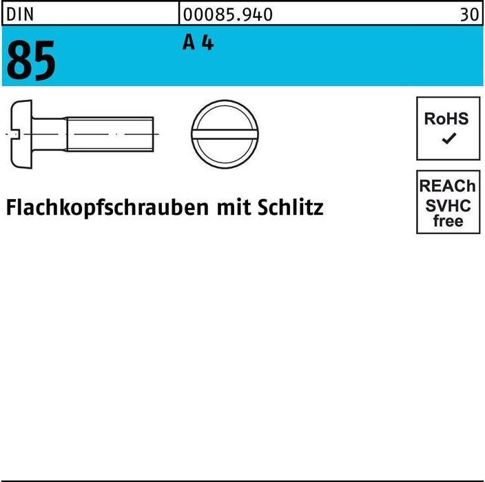 Actual product image Flat head screw DIN 85/ISO 1580 slotted M 2.5 x 16 A 4 (1000 Screws per piece)