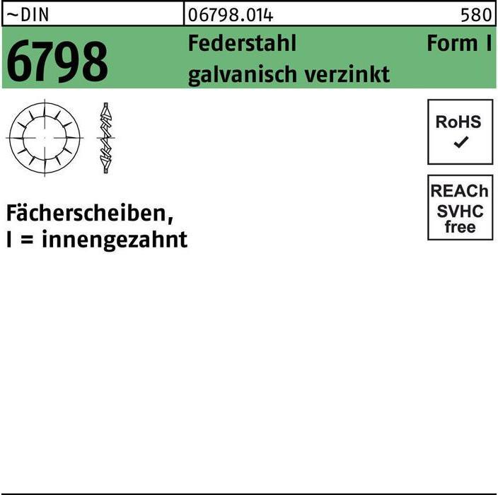Produktbild Fächerscheibe DIN 6798 Form I innengezahnt I 5,3 Federstahl galvanisch verzinkt