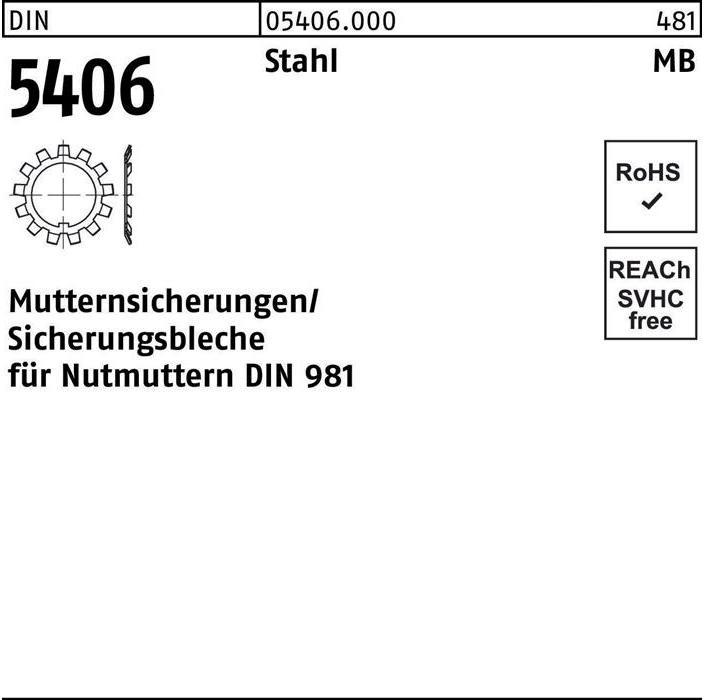 Produktbild Sicherungsblech DIN 5406 MB 30/M150x2 Stahl f.DIN 981