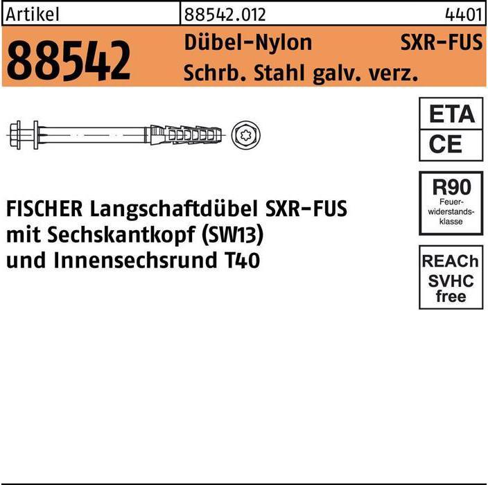 Produktbild Fischer Rahmendübel R 88542 SXR 10x260 FUS Schraube Stahl galv. verz./Dübel-Nylon (50 Stk.)