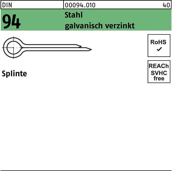 Actual product image Split pins DIN 94/ISO 1234 16 x 250 galvanised steel