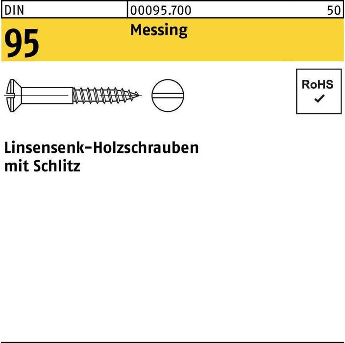 Produktbild Holzschraube DIN 95 Linsensenkkopf Schlitz 3,5 x 25 Messing (200 Schrauben pro Stück)