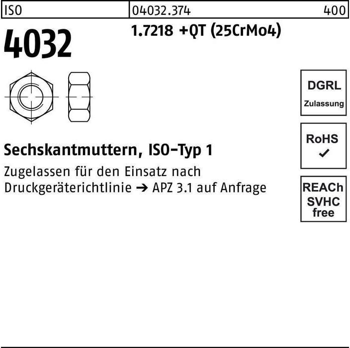 Image du produit Bufab Écrou hexagonal ISO 4032 M 27 1.7218 +QT (25CrMo4) (M27)