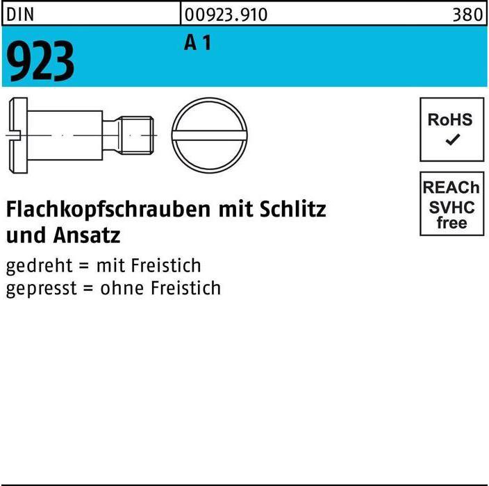 Produktbild Reyher Flachkopfschraube DIN 923 m.Schlitz/Ansatz M 8 x16 x11,0 A 1 (100 Schrauben pro Stück)