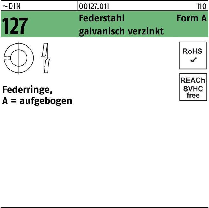 Productafbeelding Veerring DIN 127 A 33 Veerstaal, gegalvaniseerd