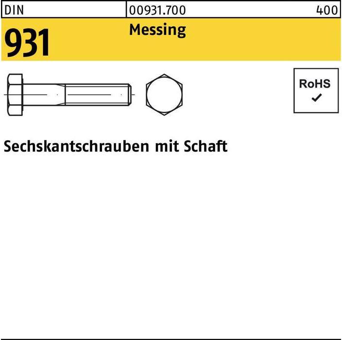 Produktbild Sechskantschraube DIN 931 m.Schaft M 10 x 50 Messing (100 Schrauben pro Stück)
