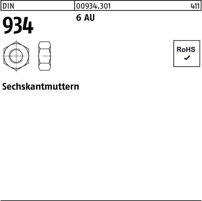 Hexagon nut DIN 934 M 2.6 6 Free cutting steel (M2.6)