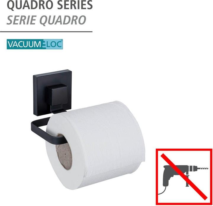 Produktbild Wenko Vacuum-Loc® Toilettenpapierhalter Mod. Quadro Schwarz Befestigen ohne Bohren