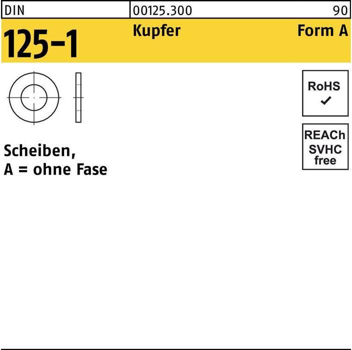 Produktbild Unterlegscheibe DIN 125-1 Form A 13 x24 x2,5 Kupfer