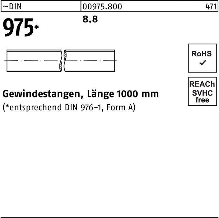 Actual product image Threaded rod DIN 975 M 52 x 1000mm 8.8