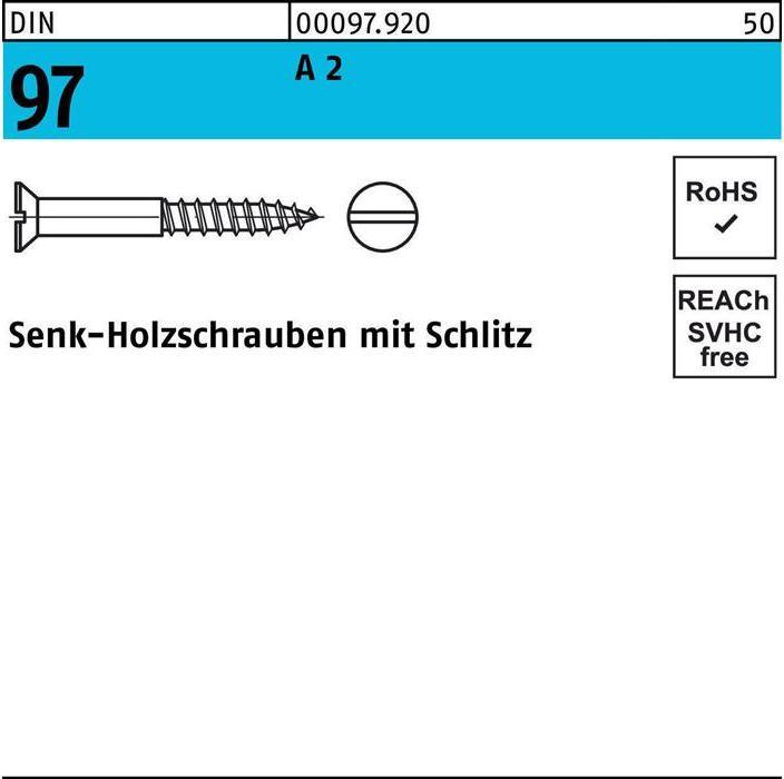 Produktbild Holzschraube DIN 97 Senkkopf Schlitz 4 x 50 A 2 (200 Schrauben pro Stück)