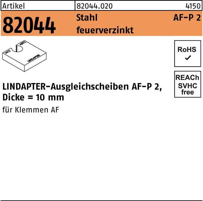 Produktbild Lindapter Ausgleichsscheibe R 82044 AF M 20 P2 Stahl feuerverzinkt (0.02 m)