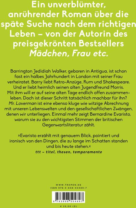 Produktbild Mr. Loverman (Deutsch, Bernardine Evaristo, Tanja Handels, 2023)