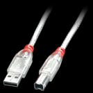 Produktbild Lindy USB 2.0 Kabel Typ A/B, transparent, 0,2m Typ A/B M/M High/Full/Lowspeed (0.20 m, USB 2.0, 2.50 W)
