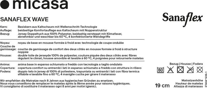 Valori nutrizionali e ingredienti Sanaflex Wave (90 x 200 cm, Nucleo di schiuma)