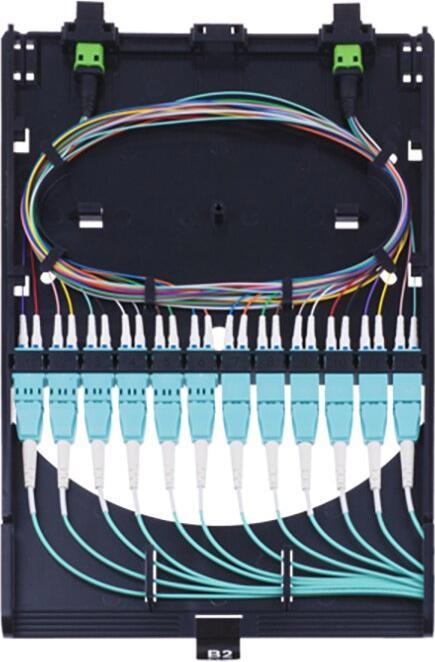 Actual product image BlueOptics HD MPO Cassette 12x LC Duplex UPC 1x MPO 24 cores OM3 AF