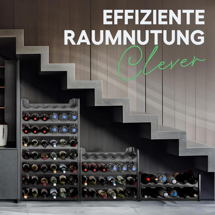 Produktbild Novaliv Flaschenregal für 36 Flaschen | Weinregal grau | Regal aus stabilem Kunststoff, stapelbar (36 Fl.)