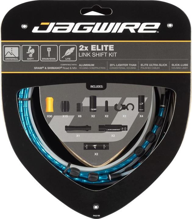 Jagwire RCK626 2X Elite Link Shift Kit, limited celeste