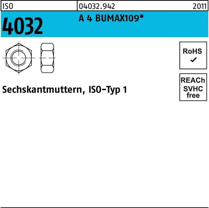 Produktbild Bufab Sechskantmutter ISO 4032 M 8 A 4 BUMAX109 (M8)