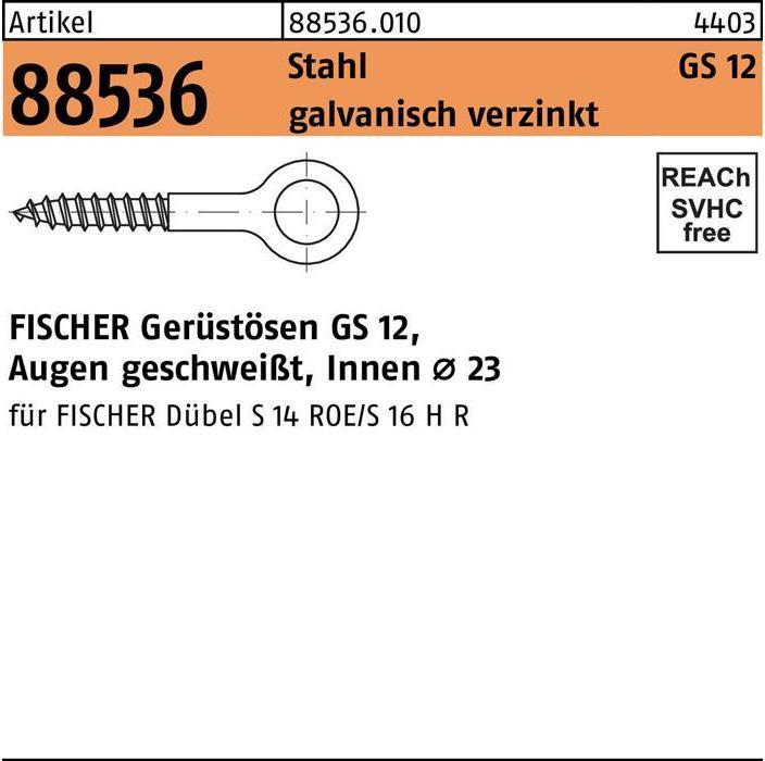 Actual product image Fischer Scaffolding eye R 88536 GS 12 x 120 Galvanised steel (25 pcs.)
