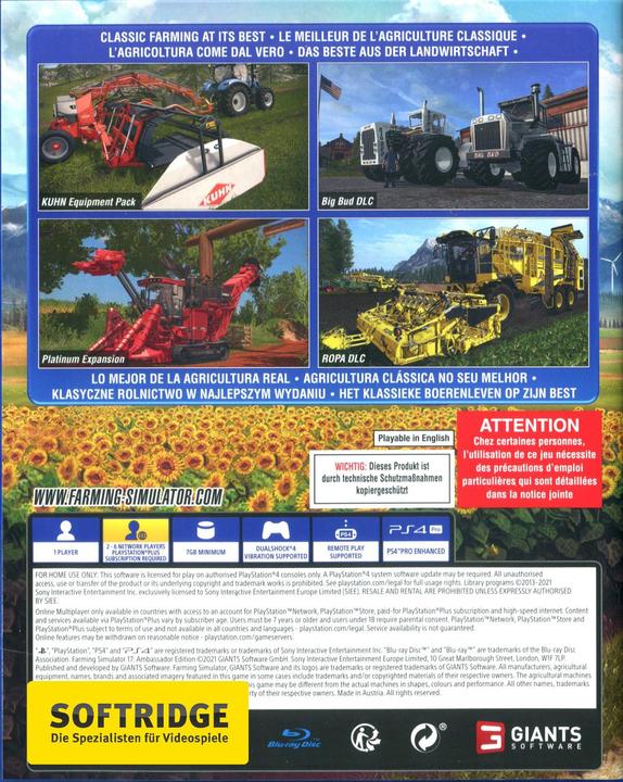 Actual product image Giants Software Farming Simulator 17 - Ambassador Edition (PS4, DE, EN, FR, IT)