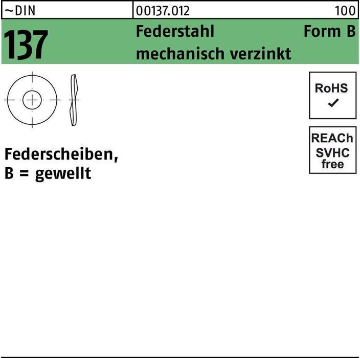 Produktbild Federscheibe DIN 137 B 18 Federstahl mechanisch verzinkt