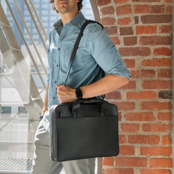 Image du produit Only-Bags.Store Sac de voyage en cuir de grain supérieur pour ordinateur portable 16 pouces, porte-documents, sac à (16")