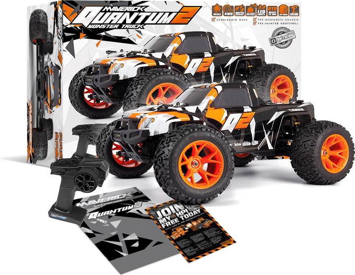Image du produit Maverick Quantum2 MT 1/10th Monster Truck - Orange (Presque prêt à être conduite)