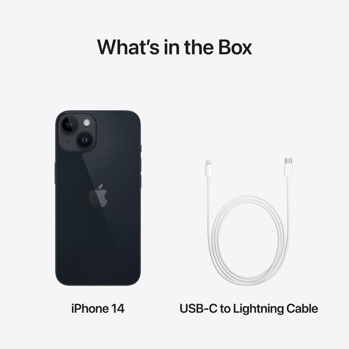 Produktbild Apple iPhone 14 (256 GB, Midnight, 6.10", SIM + eSIM, 12 Mpx, 5G)