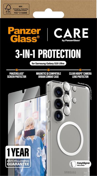 Actual product image PanzerGlass CARE by ® Flagship 3-in-1 Bundle Samsung Galaxy S 2025 Ultra (1 Piece, Samsung Galaxy S25 Ultra)