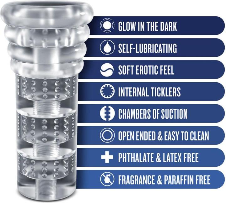 Actual product image Blush Rize - Luz Glow in the Dark Masturbator - Clear