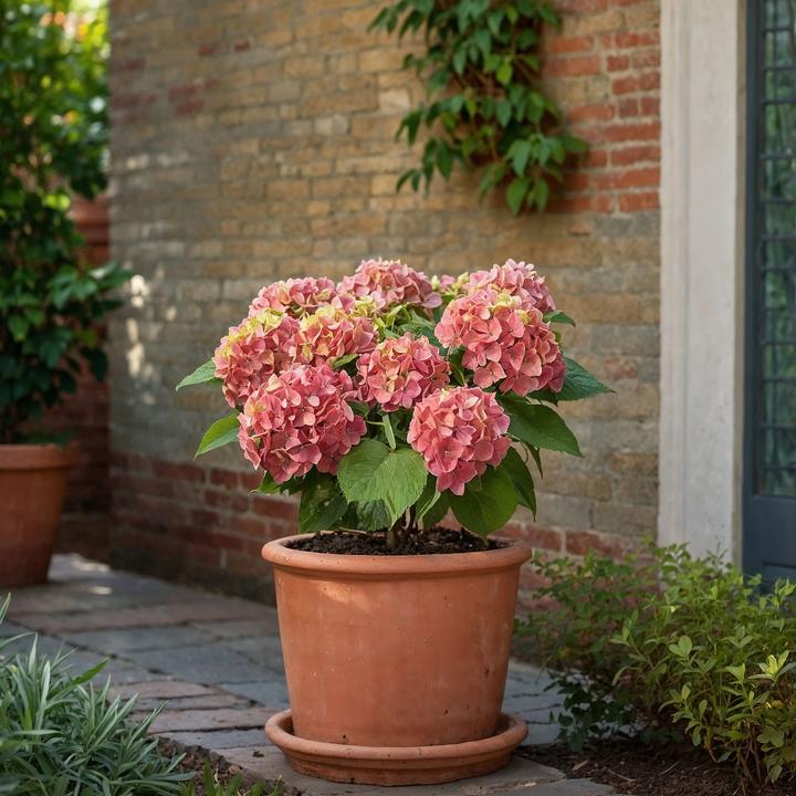 Actual product image Plant in a Box Hydrangea macrophylla 'Early Pink' - Set of 3 hydrangeas (25 cm)
