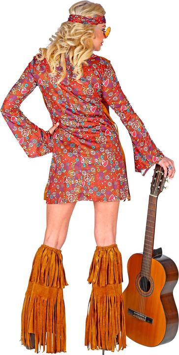 Actual product image Widmann HIPPIE (Kleid, Weste, Stirnband, Stiefelüberzieher mit Fransen), XL (XL)