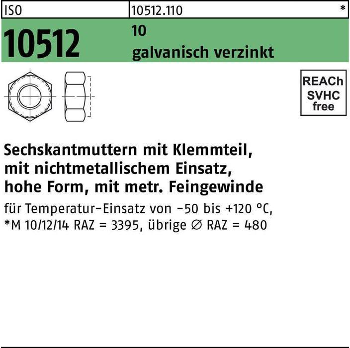 Image du produit Ecrou hexagonal ISO 10512/DIN 6924 avec pièce de serrage M 24 x 2 10 électro-galvanisé (M24)