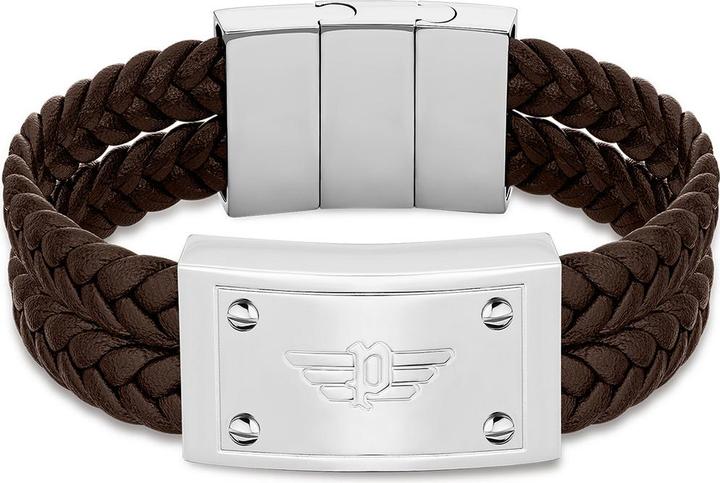 Police Valorious Armband (21 cm, Edelstahl, Leder)