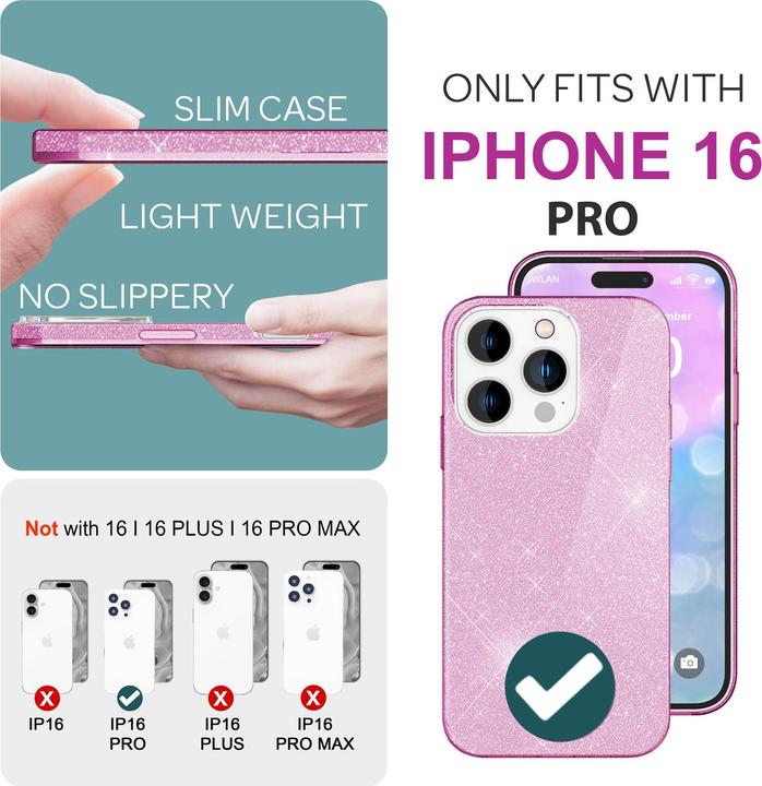 Produktbild Nalia Glitzer Hybrid Hülle (Apple iPhone 16 Pro)