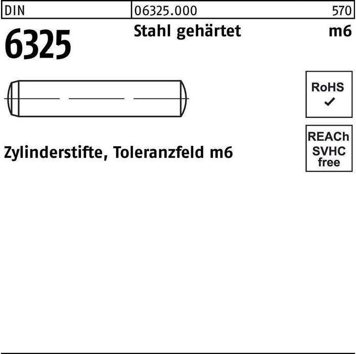 Produktbild Zylinderstift DIN 6325 3 m6 x 16 Stahl gehärtet Toleranz m6 DIN 6325