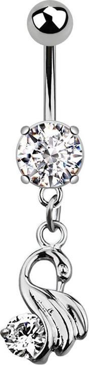 Produktbild Star Piercing Banane silber mit Anhänger Schwan silber (Titan G23, ohne Messing)