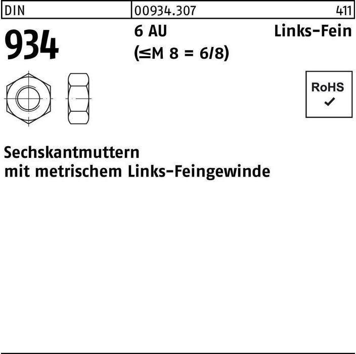Produktbild Sechskantmutter DIN 934 links M 30 x 1,5 -LH 6 Automatenstahl (M30)