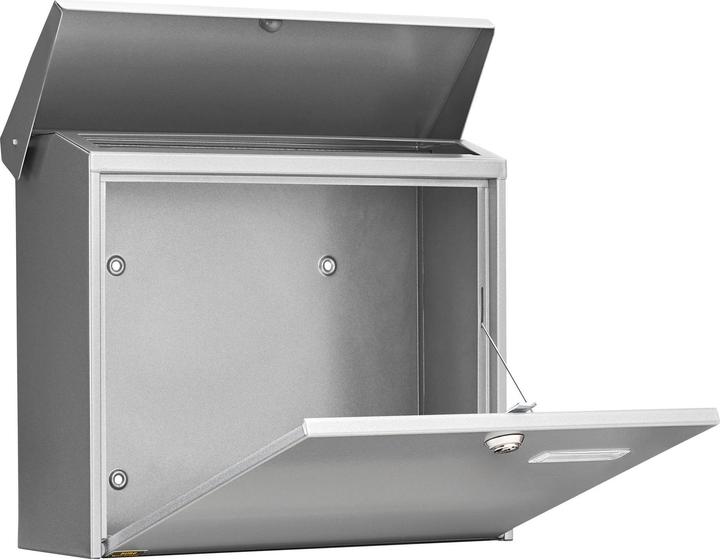 Actual product image Burg Wächter Galvanised steel letter box WxHxD 380/340/148 mm Comfort 913 silver with opening stop