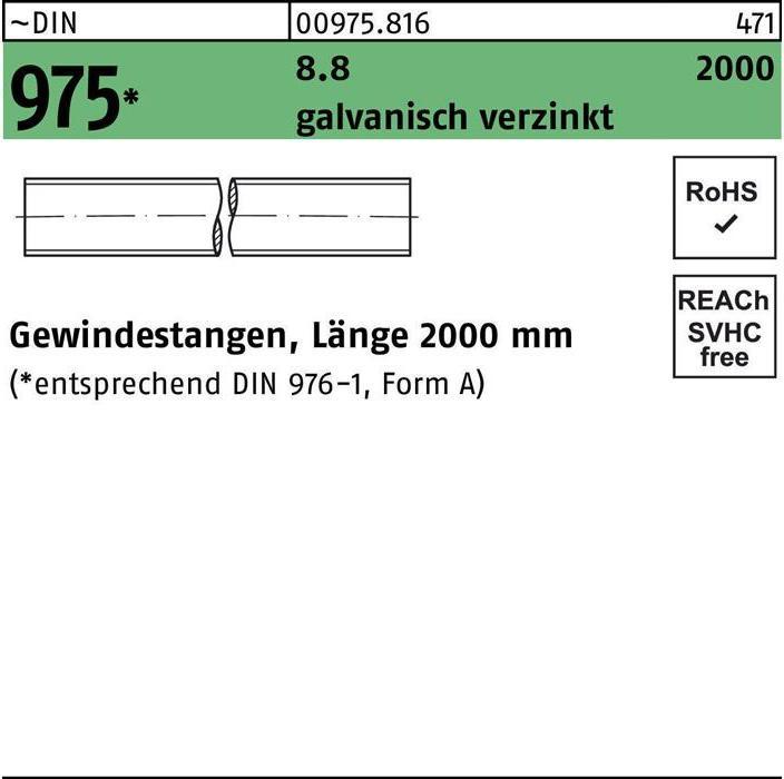Produktbild Reyher Gewindestange DIN 975 M 36 x 2000mm 8.8 galvanisch verzinkt