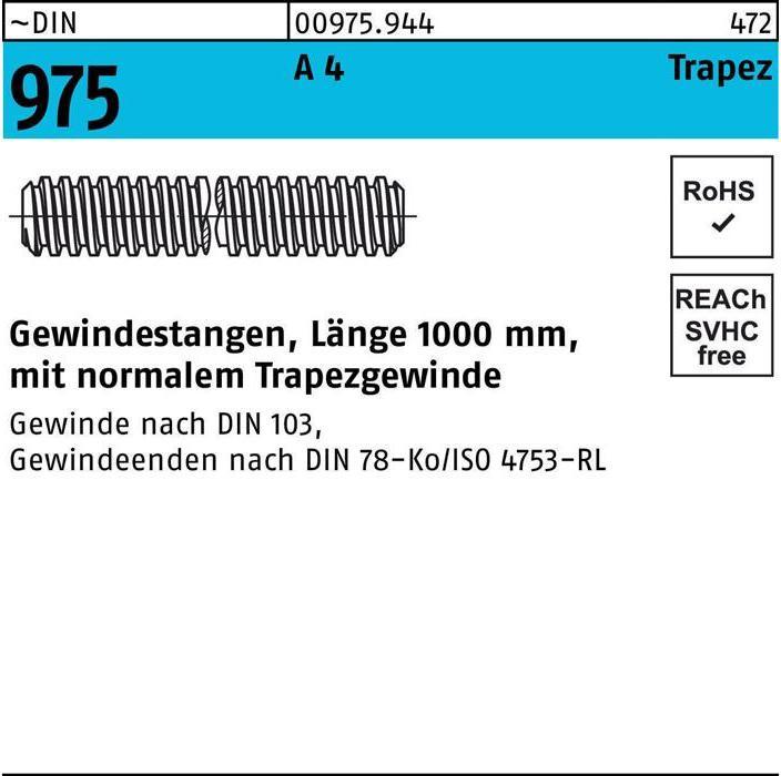Produktbild Gewindestange DIN 975 Trapezgewinde TR 20 x 4 x 1000mm A 4