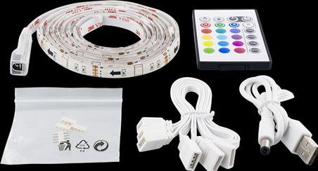 Deltaco LED juosta GAMING RGB, 2x50cm,12 (Multicoloured, 200 cm, Indoor)
