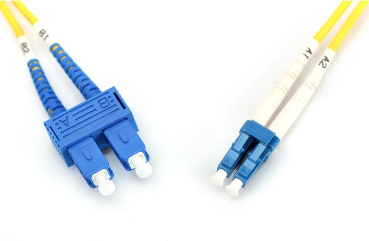 Digitus LWL Patchkabel LC/SC 09/125µm Singelmode Duplex Halogenfrei mit Messprotokoll gelb 2m (2 m)