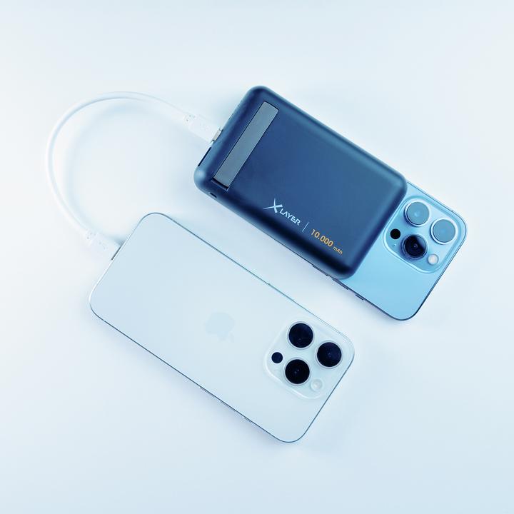 Produktbild Xlayer Magfix Pro Kabelloses Schnellladegerät Powerbank mit Stand 10.000mAh 20W Schwarz (10000 mAh, 20 W, 37 Wh)